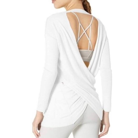 Revolve Vimmia White Shavasana Reversible Twist V-neck Open Back Sweater NWT - Picture 6 of 7